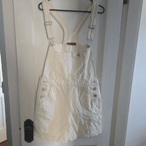 Levi's Cream Jean Shorts Overalls